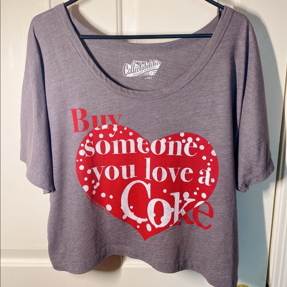 Old Navy Gray Coke Collectable Graphic Crop Top Shirt Short Sleeve | L